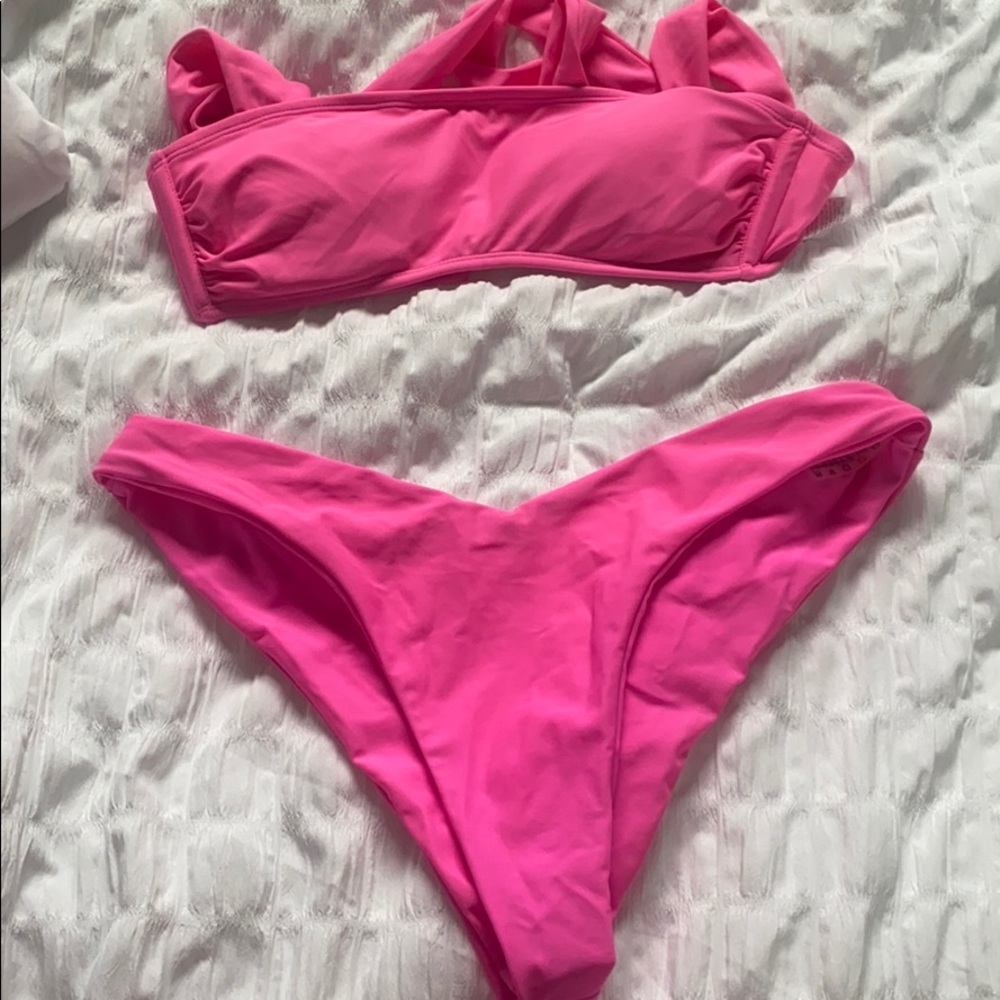 Pink bikini set.